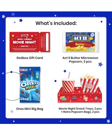 Movie Night Basket Gift Set with Redbox Gift Card Movie Trays Movie Candy Variety Pack Movie Snacks & Popcorn Gift Set Gift Baskets For Families by Cheshire Gifts - Buy Online on GoSupps.com
