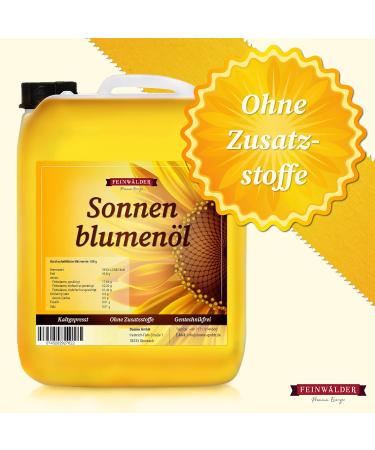 Feinw lder Premium Cold-Pressed Sunflower Oil 5L - Pure Unfiltered Additive-Free Cooking Oil with Mild Taste - Buy Online on GoSupps.com