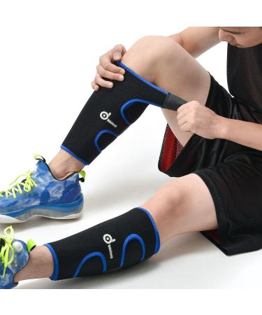 Odoland Adjustable Calf Support - Compression Stockings for Muscle Tear Relief - Blue - 1 Pair - Buy Online on GoSupps.com
