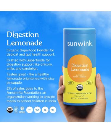 Sunwink Digestion Lemonade Powder - Organic Superfood for Debloat & Gut Health - Amla, Dandelion & Chicory Root Extract - 4.2oz - Buy Online on GoSupps.com