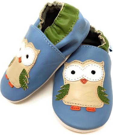 MiniFeet Premium Soft Leather Baby Shoes: Buy 4 Pairs, Get 1 Free! Toddler Shoes 0-6 Months to 4-5 Years Blue Owl - Buy Online on GoSupps.com