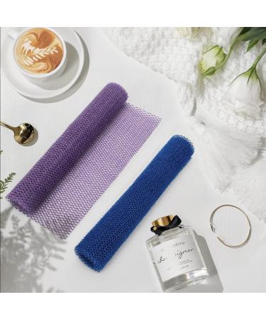 Windspeed 2Pcs African Body Exfoliating Net - Deep Cleaning Bath Sponge for Men and Women - Shower Scrubber - Stocking Stuffer - 80x30cm - Blue + Purple - Buy Online on GoSupps.com