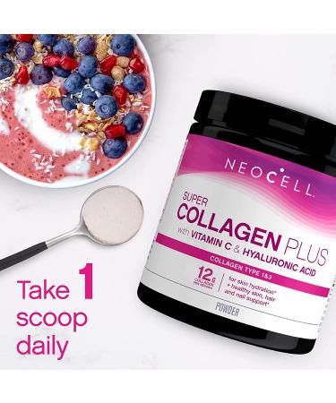 NeoCell Super Collagen Plus Powder with Vitamin C and Hyaluronic Acid - Hair, Skin & Nail Support - Collagen Type 1 & 3 - 20.6 Oz - Buy Online on GoSupps.com