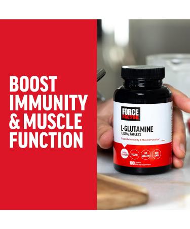 Buy FORCE FACTOR L-Glutamine 1000mg Tablets - Vegan Muscle Recovery Supplement | 100 Tablets for Optimal Health & Immunity | Non-GMO - Buy Online on GoSupps.com
