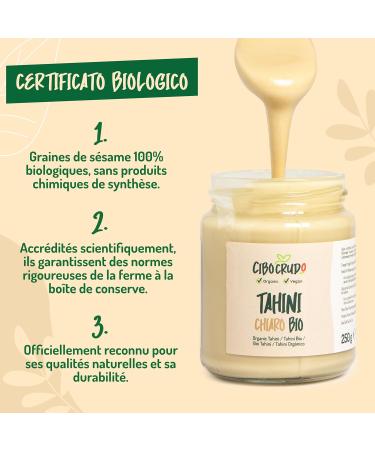 Organic Sesame Tahini - 250 g. Tahin for Chickpea Hummus from Sesame Seeds. Contains Vitamins Protein Fiber and Antioxidants. - Buy Online on GoSupps.com