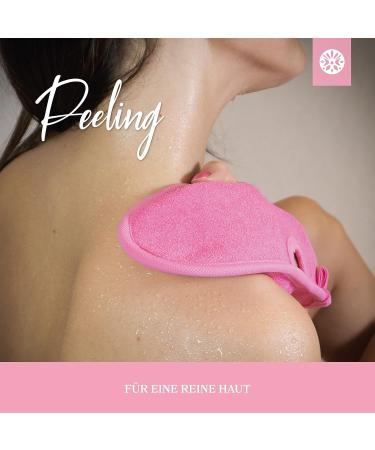 Lowell Peeling Gloves Set - 2 Exfoliating Gloves for Body & Face Bonus Guide & Suction Cups - Pink - Buy Online on GoSupps.com