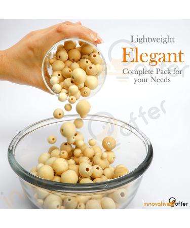Innovative Offer: 510 Pcs Wooden Beads with Jute Twine - 6 Sizes Unfinished Wood Beads for Crafts - Ideal for Jewelry Making, Garland, and DIY Projects - Buy Online on GoSupps.com