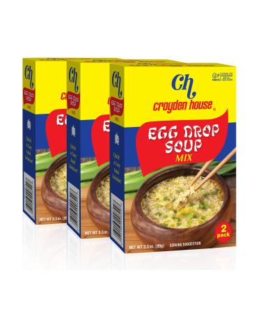 Croyden House Egg Drop Soup Mix 3.5oz (3 Pack, Total of 6 Envelopes) Quick and Easy Prep, Chinese Style, Kosher