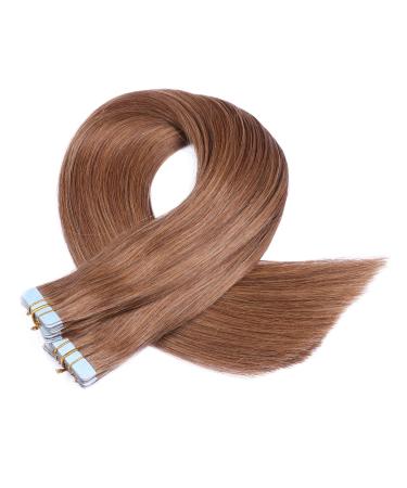 Buy Tape-In Hair Extensions #8 Golden Brown 50cm - 100% Remy Real Hair - 50 Tresses with Adhesive Tape - Shop Now! - Buy Online on GoSupps.com