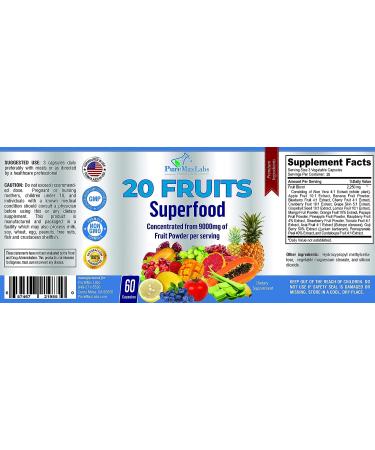 20 Fruits Superfood Capsules - Natural Antioxidants with Aloe Vera, Blueberry, Cranberry, and more - Non-GMO Formula - 60 Count - Buy Online on GoSupps.com