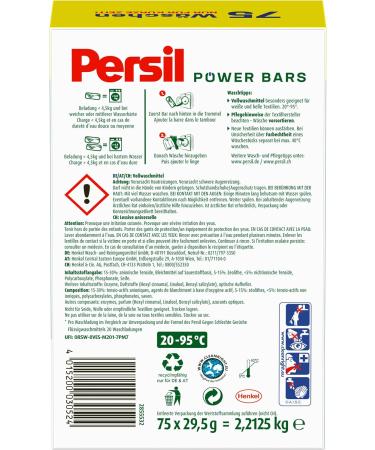 Buy Persil Power Bars Universal Detergent (75 Wash Loads) - Eco-Friendly Laundry Solution in Sustainable Packaging | Hygienic Clean from 20 C | 2.21 kg - Buy Online on GoSupps.com