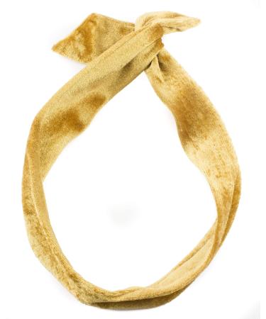 Mytoptrendz Wire Headband Plain Velvet Adjustable Bendy Usangi Wired Hair Band Hair Tie Twist Bowknot Rockabilly Retro Boho Rockabilly Scarf (Gold Beige)