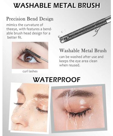 Washable Metal Rod 3D Mascara-1Pcs Waterproof Black Tubing Mascara Volume and Length Long Lasting Smudge-proof Curling Eyelash Iron Brush Wand Mascara Christmas Makeup Gift for Women-01Black 1pcs Black - Buy Online on GoSupps.com