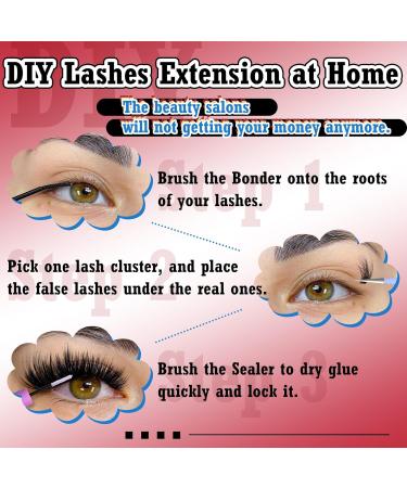 Goddvenus Eyelash Extension Kit Fluffy Individual Eyelashes Kit 20mm D Curl Russian Cluster Lashes Thick Eyelash Clusters Kit with Lash Individuals Bond and Seal Eyelash Applicator D-96D - Buy Online on GoSupps.com