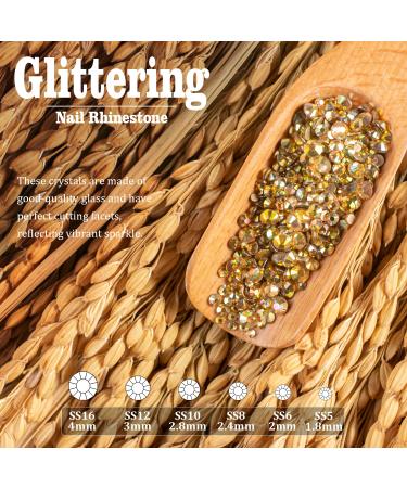 3600pcs Metal Sunlight Gold Rhinestones - Nail Art Gems Set with Tweezers & Pickup Pencil - Buy Online on GoSupps.com