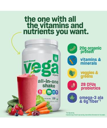 Vega Organic All-in-One Vegan Protein Powder (20 Servings) Superfood Vitamins, Immunity Support, Keto Friendly Pea Protein 1.7 lbs - Unsweetened (Packaging May Vary) - Buy Online on GoSupps.com