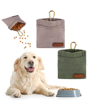 Fantesi 2 pieces of treats for dogs portable feed bag dog training hands-free dog walking bag snack bag automatic closing dog food dispenser with carabiner