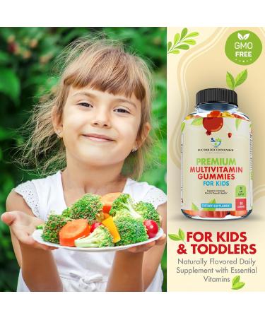 Premium Multivitamin Gummies for Toddlers & Kids - Chewable Essential Daily Vitamins A C D3 E B6 B12 Biotin - No High-Fructose-Corn-Syrup or Artificial Sweeteners - 60 Gummies 30-Day Supply Natural Fruit 1 Count (Pac  - Buy Online on GoSupps.com
