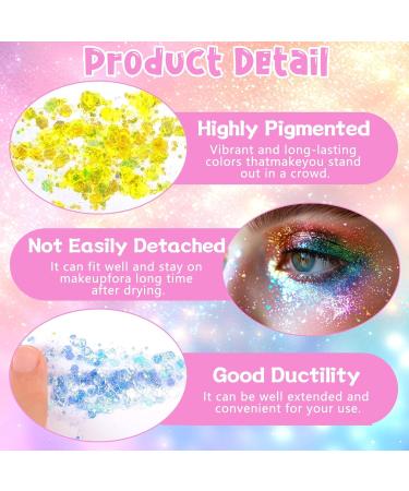  Kuvarix Face Glitter Powder 12 Colors Glitter Body Glitter Fluorescent Color Party Accessory Festival Accessory Halloween Makeup for Party Carnival - Buy Online on GoSupps.com