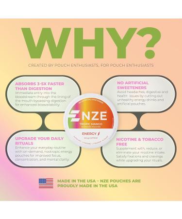 NZE Caffeine Nootropic Pouches (Variety Pack) - Energy Pouches with 50mg Caffeine, Alpha GPC, L-Tyrosine & L-Theanine with No Sugar or Artificial Sweeteners - 15 Pouches Per Can - 5 Pack - Buy Online on GoSupps.com