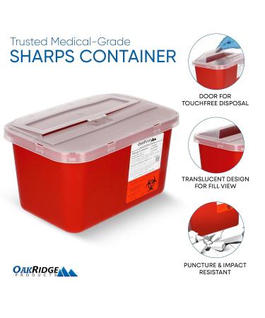 Oakridge Products One Gallon Sharps Containers with Pop Up Lid - 2 Pack - Buy Online on GoSupps.com
