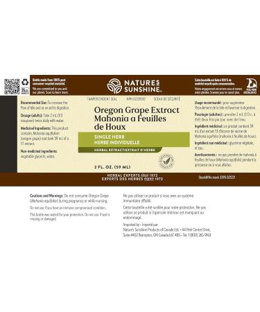 Nature's Sunshine Oregon Grape Extract 59 ml - Buy Online on GoSupps.com