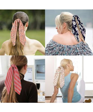 Dlala 12 Pcs Chiffon Floral Hair Scrunchies with Bows - Vintage Hair Accessories for Women and Girls - Buy Online on GoSupps.com