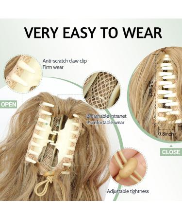 FINE PLUS 18 Curly Wave Claw Clip Ponytail Extension - Golden Blonde with Highlights - Buy Online on GoSupps.com