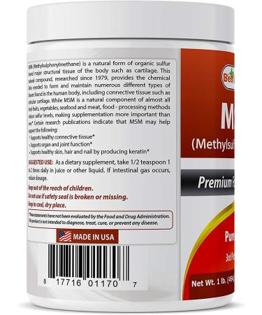 Best Naturals 100% Pure MSM Powder - 1lb | Natural Sulfur Supplement - Buy Online on GoSupps.com