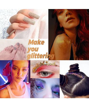 10 Colors Body Glitter Cosmetic Glitter - Face Glitter Chunky Glitter - Face Glitter Festival Hair Glitter with Glue and Brush for Body Hair Nails Stage Halloween Party Pink - Buy Online on GoSupps.com