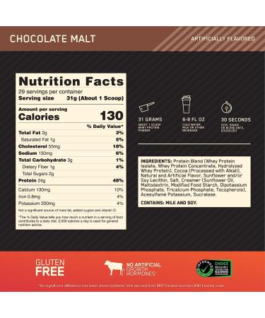 Optimum Nutrition Gold Standard 100% Whey Protein Powder - Chocolate Malt 2lb (Pack of 1) - Buy Online on GoSupps.com
