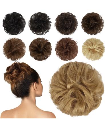 Feshfen 100% real hair hair part dutt hair tie wavy curly hair tubes hair tubes hair extensions high insurers real hair hair part for women girls honeyblond 18# dark ginger blonde