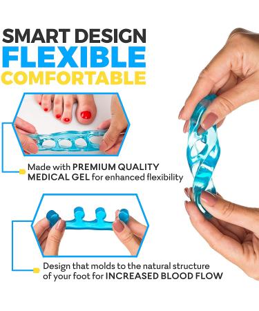 Sixora Premium Gel Toe Separators for Overlapping Toes - Toe Straighteners, Spacers, Hammer Toe & Bunion Corrector - Correct Your Toes Naturally! - Buy Online on GoSupps.com