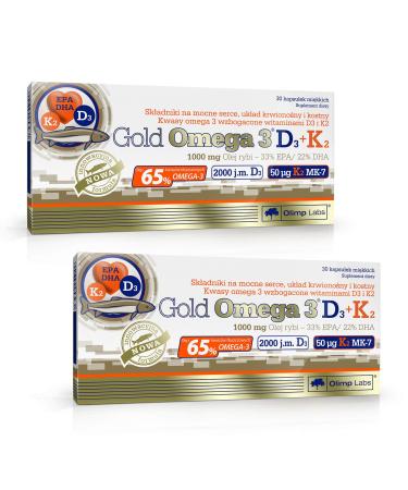 T-Nutrition Goldd OMEGA 3 D3 500 IU + K2 Capsules | EPA DHA Fish Oil | Pureest Source for Omega Fatty Acids (60 Capsules)