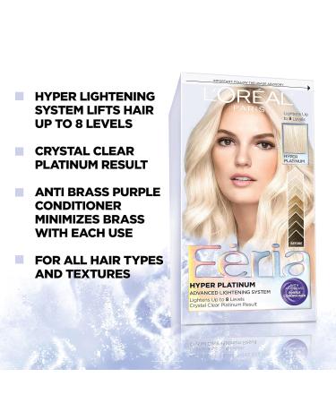 L'Oreal Paris Feria Hyper Platinum Hair Bleach Kit - Anti Brass Purple Conditioner - 2 Count - Buy Online on GoSupps.com