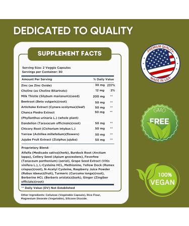 Liver Support - Natural Milk Thistle and Zinc Supplement - Helps Detox and Cleanse The Liver Supports Digestive Health and Detoxification - 60 Veggie Capsules (30 Days Supply) 1 - Buy Online on GoSupps.com