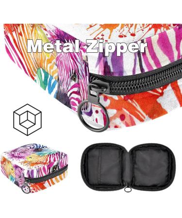 Colorful Watercolor Zebra Women's Napkin Storage Bag - Portable Period Pocket for Teens & Girls - Menstrual Cup & Breastfeeding Insert Holder - Buy Online on GoSupps.com