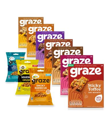 Graze - Sweets & Crisps Snacks Selection - Snack Bars variety box(28x30g)&Snacks Multipack Selection of BBQ Marmite & Salt&Vinegar 52g bags-Packaging may vary-(31 in a box)