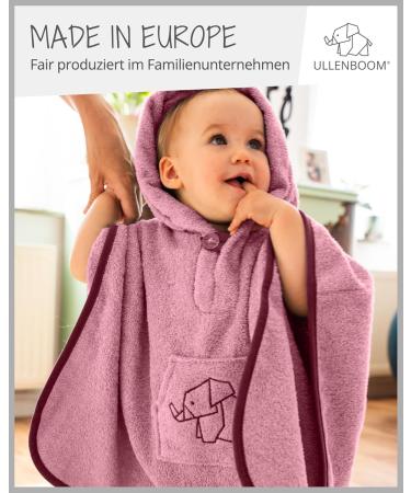 ULLENBOOM Bateponcho Babily - 100% Cotton Terry Baby Bath Towel & Robe for 1-3 Years Oeko-Tex Certified Made in EU - Ideal Pink Gift - Buy Online on GoSupps.com