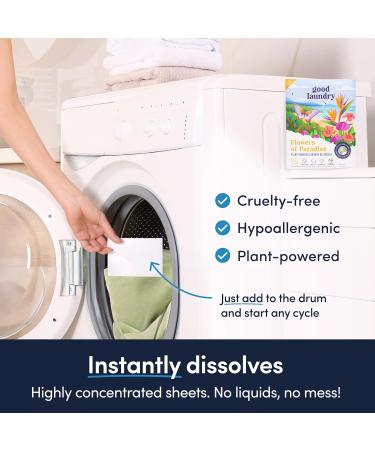 Eco-Friendly Detergent Sheets - Flowers of Paradise Scented (60 Loads) | Hypoallergenic No Plastic Waste | USA Made - Buy Online on GoSupps.com
