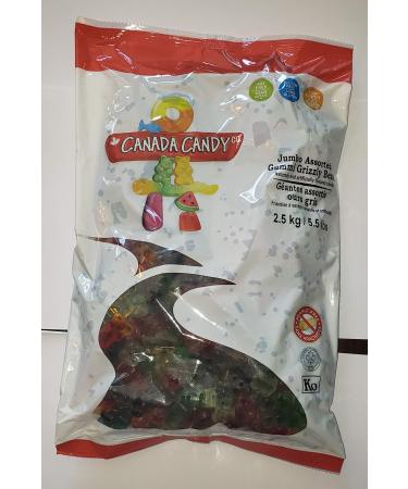 CANADA CANDY Jumbo Assorted Gummi Grizzly Bears Assorted Fruit 2.5 Kilogram