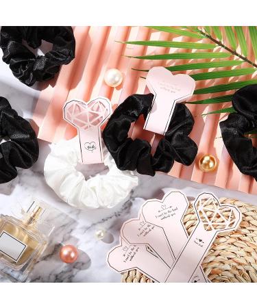 9 Pieces Satin Bridesmaid Scrunchies Hair Ties - Bridesmaid Proposal Gifts - Wedding Party Favors in Black and White - Buy Online on GoSupps.com