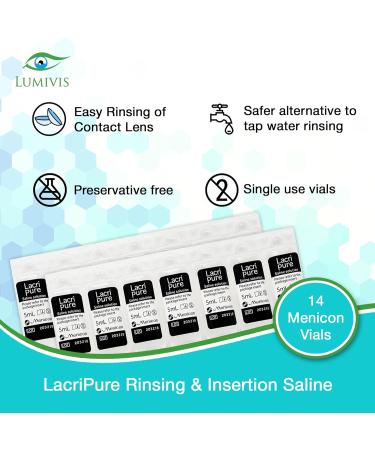 Buy Menicon LacriPure Rinsing & Insertion Saline 14 Vials | Bundle with 2X Tea Tree Oil Eyelid Wipes | Ideal for Rigid Gas Permeable Contact Lenses - Worldwide Shipping - Buy Online on GoSupps.com