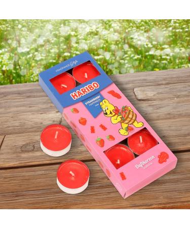 Haribo Tea Lights Trio Set All Year - Berry Mix Cherry Cola & Strawberry Happiness 30 Pieces (3 x 10) - Scented Candles with 4-6 Hours Burn Time Mood Lighting for Home - Buy Online on GoSupps.com