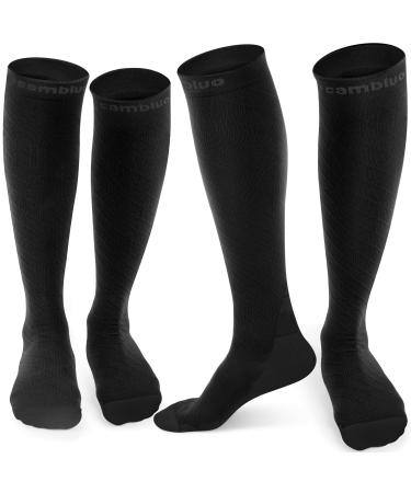 Cambivo compression stockings women and men 2 pairs compression socks support stockings for running sports flight travel cycling L-XL black - Buy Online on GoSupps.com