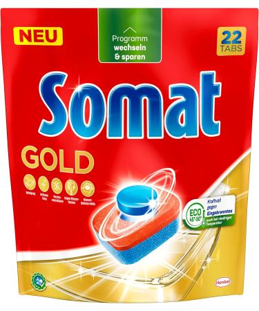 Somat Gold Dishwasher Tabs (22 Tabs) - Powerful Cleaning for Spotless Dishes at Low Temperatures | Extra Strength Dishwasher Flushing Tabs - Buy Online on GoSupps.com