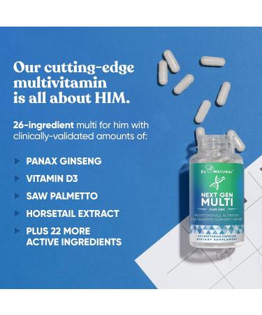 Next Gen Multi for Him Advanced Men's Multivitamin Supplement - 26-in-1 Multiblend for Beard & Hair Growth, Reproductive Health, Metabolism - 60 Veg Capsules - Buy Online on GoSupps.com
