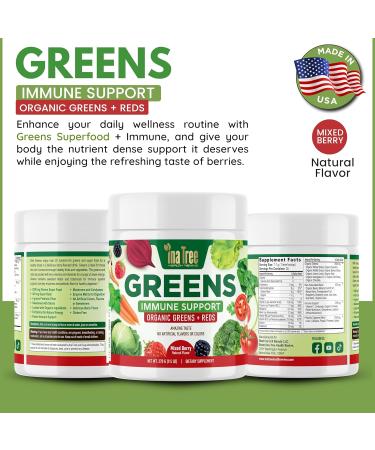 INA TREE HEALTH REVIVE Greens Powder Immune Support Superfood Blend with 20 Organic Greens & Superfruits Boost Energy Level Digestive Enzymes & Prebiotic Blend Natural Mixed Berry Flavor (9.5 Oz) - Buy Online on GoSupps.com