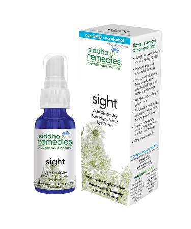 Siddha Remedies Sight Spray for Eye Strain Relief, Light Sensitivity, Blurry Vision | 100% Natural Homeopathic Remedy with Cell Salts and Flower Essences | No Alcohol No Sugar