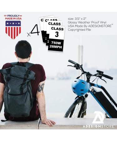 Class 3 Electric Bicycle Frame ID Stickers - 750W 28MPH Weatherproof Vinyl Decals Set - e-Bike Number Signs - 4 Removable Stickers - Buy Online on GoSupps.com